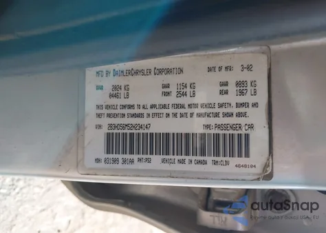 2002 Dodge Intrepid Es z USA, uszkodzony, nr VIN 2B3HD56M52H234147